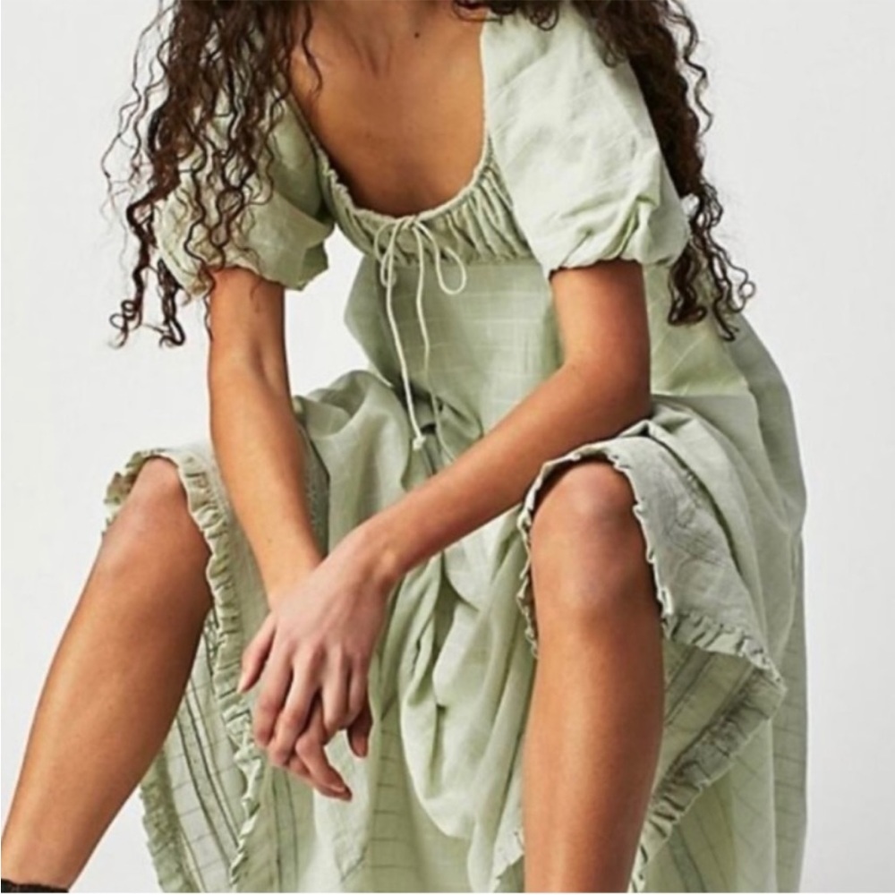 Free People On My Level Maxi Dress Light Green